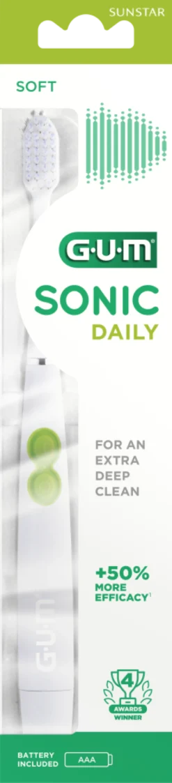 GUM Sonic Daily paristohammasharja sis. paristo valkoinen 1 kpl