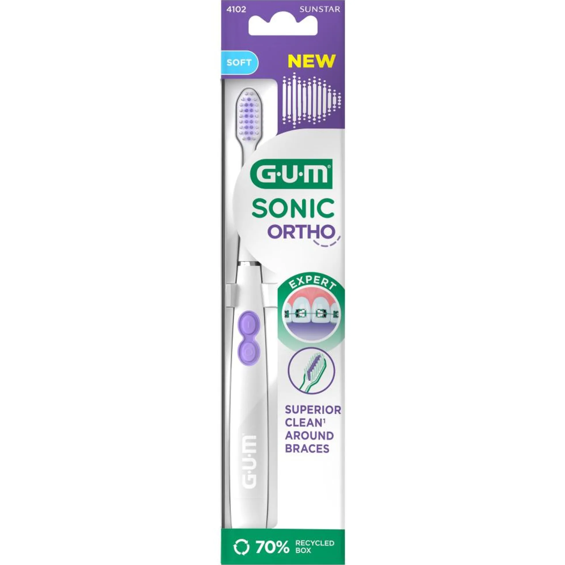 Gum Sonic Ortho paristohammasharja sis. paristo 1 kpl