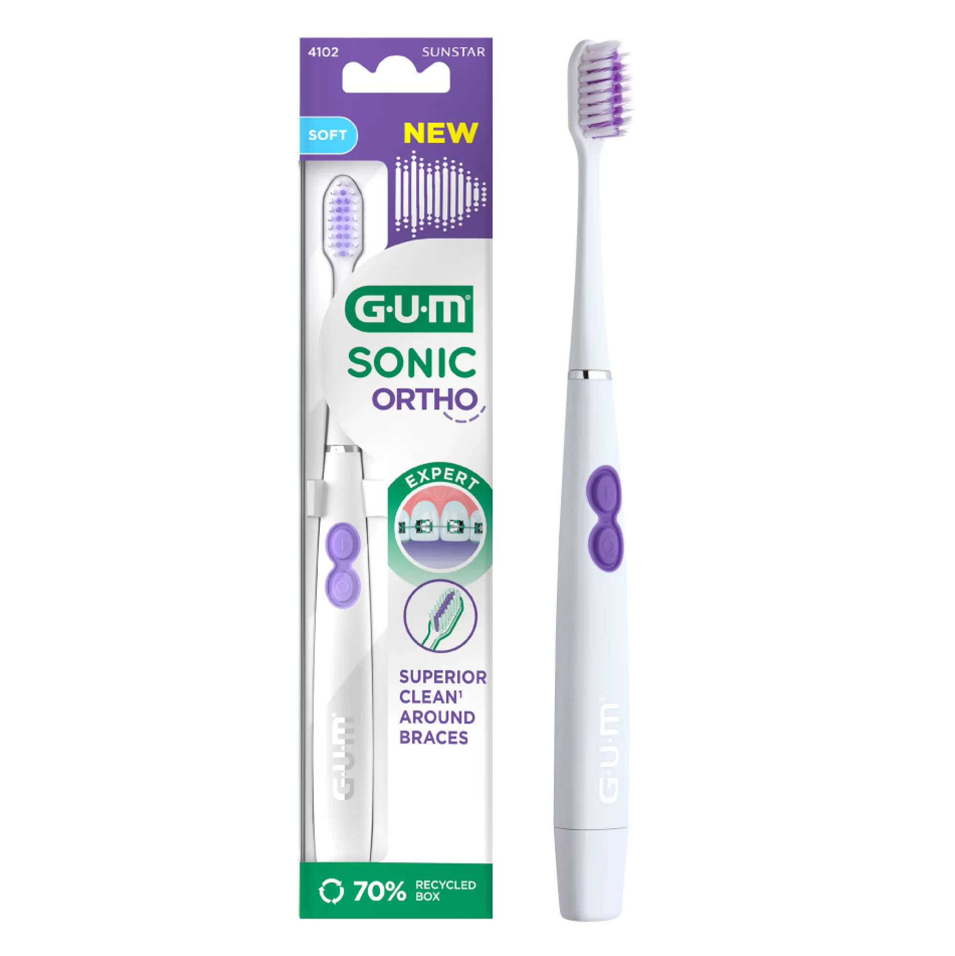 Gum Sonic Ortho paristohammasharja sis. paristo 1 kpl
