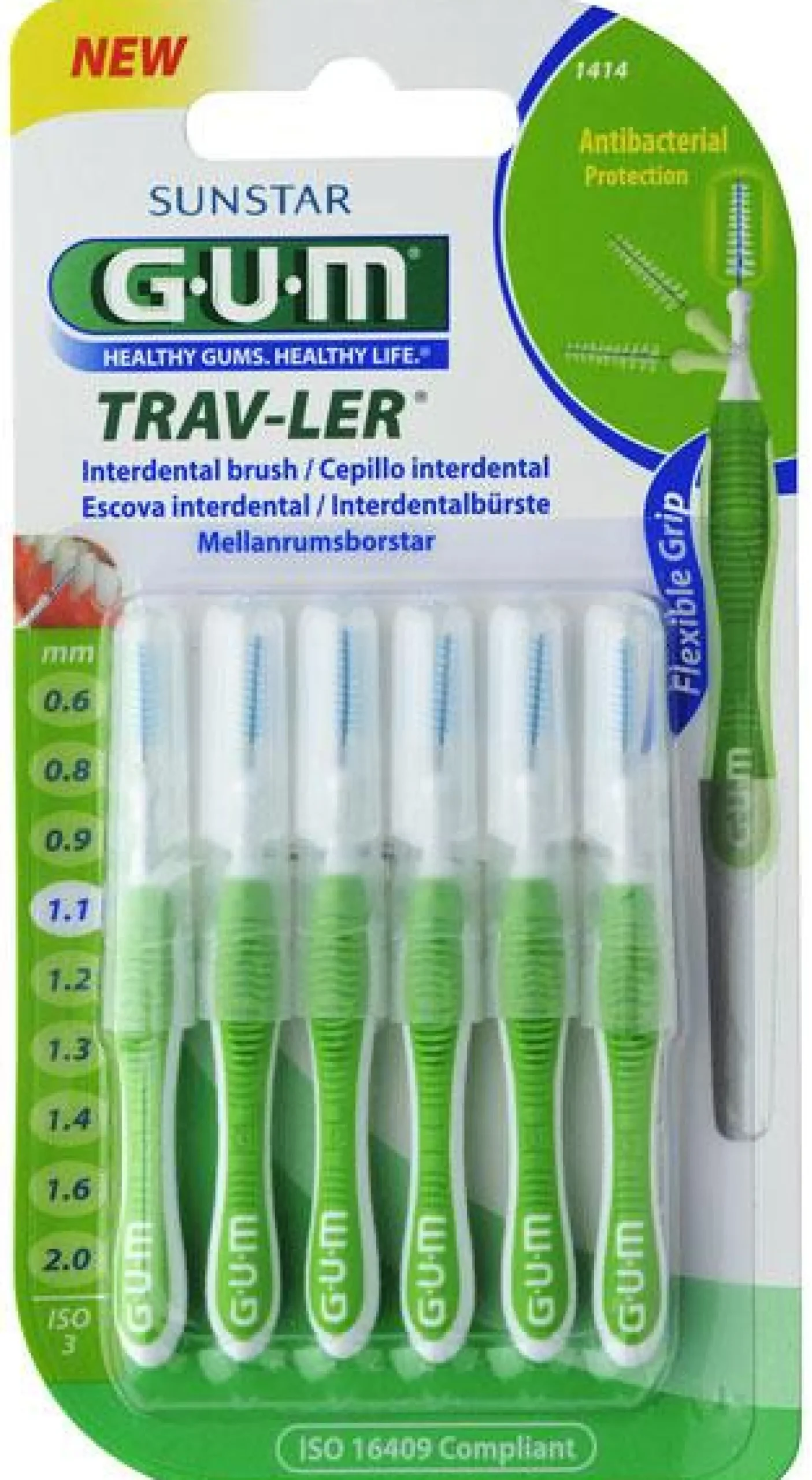 Gum Trav-ler väliharja vihreä 1,1 mm 6 kpl