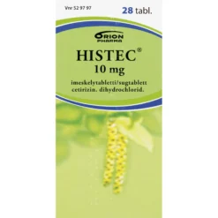 Histec 10 mg allergialääke - eri kokoja