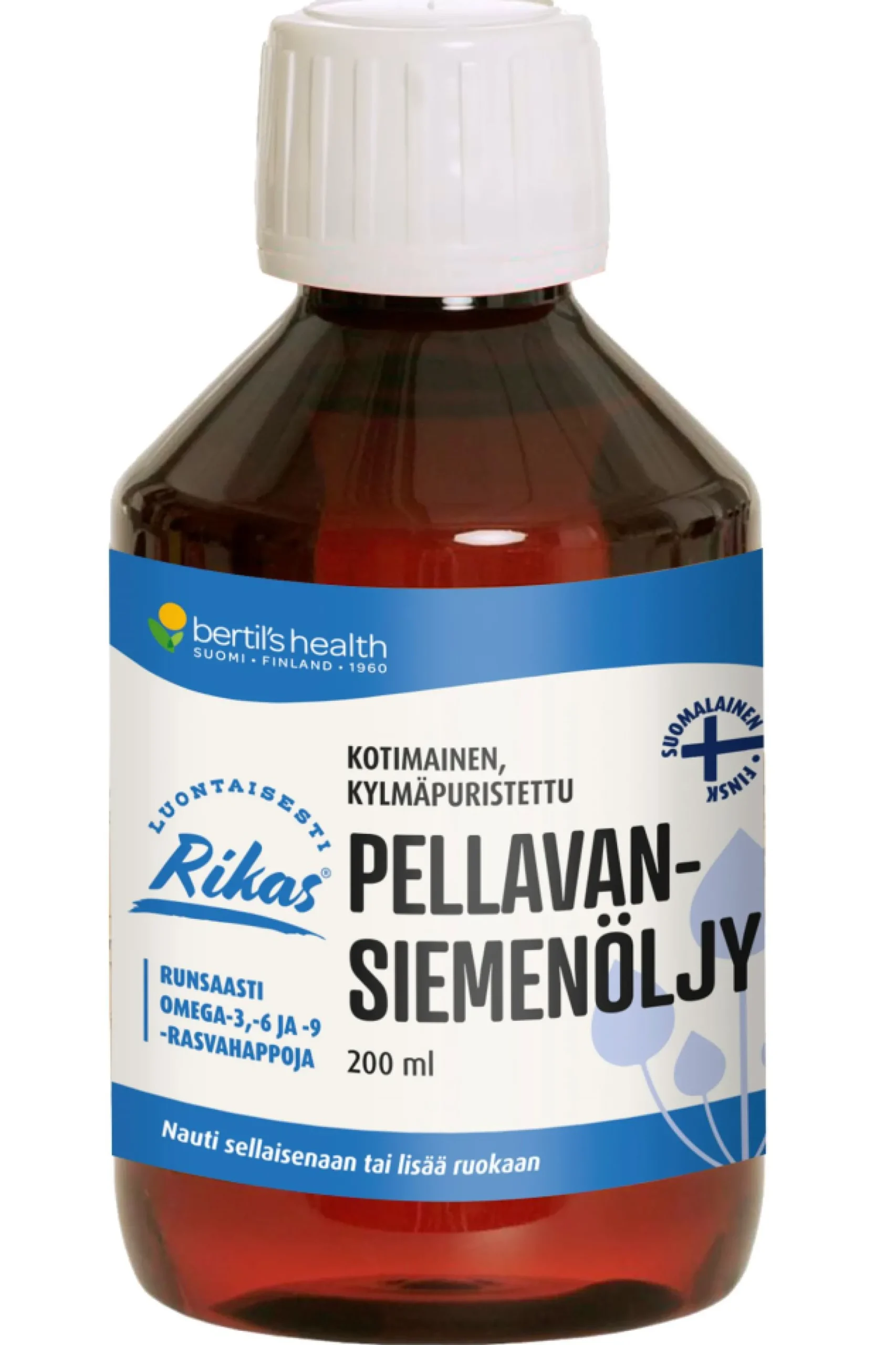 Kotimainen kylmäpuristettu Pellavansiemenoljy 200 ml