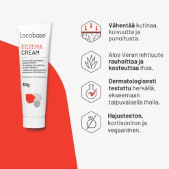 Locobase Eczema Cream 30 / 60 g -kortisoniton voide ihottuman ja ärtyneen ihon hoitoon