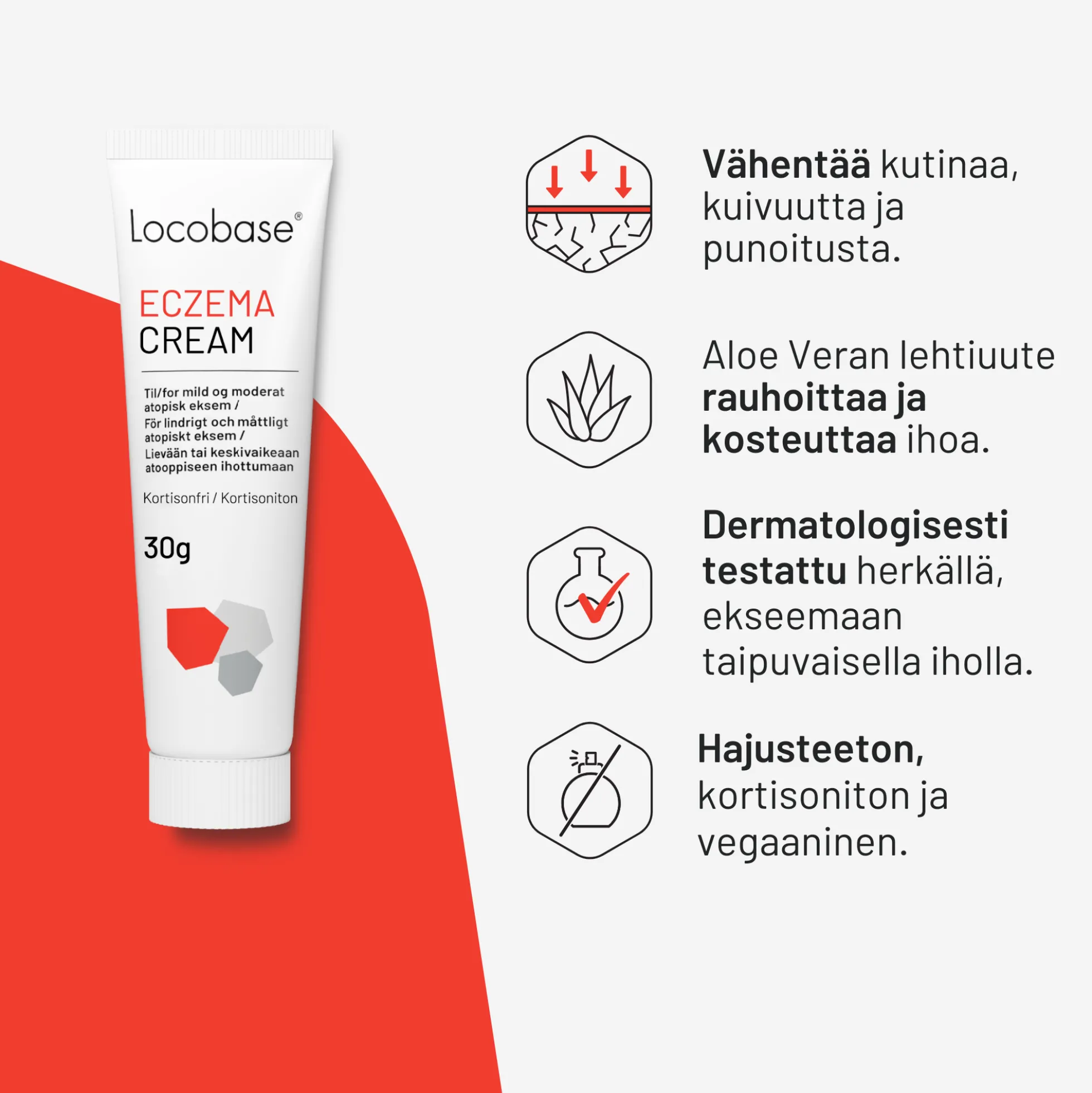 Locobase Eczema Cream 30 / 60 g -kortisoniton voide ihottuman ja ärtyneen ihon hoitoon