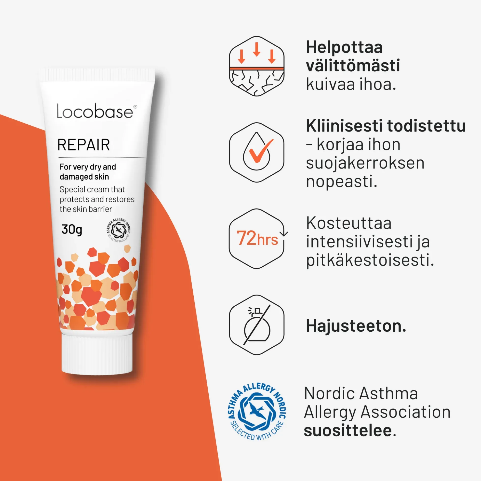 Locobase Repair erikoisvoide - eri kokoja Korjaava voide hyvin kuivalle ja halkeilevalle iholle