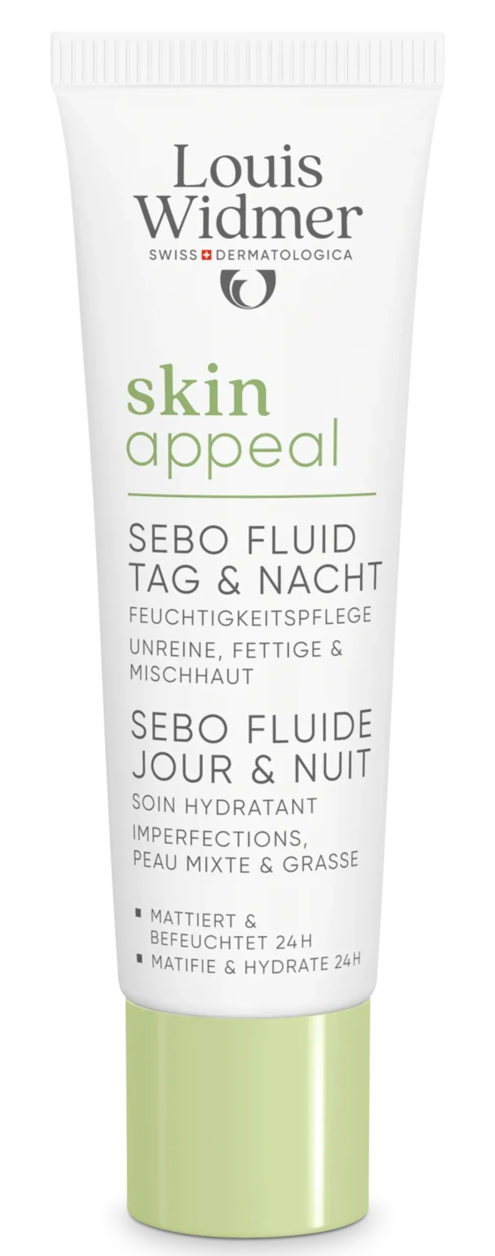 Louis Widmer Skinappeal Sebo Fluid Day & Night - kosteusemulsio rasvoittuvalle ja epäpuhtaalle iholle