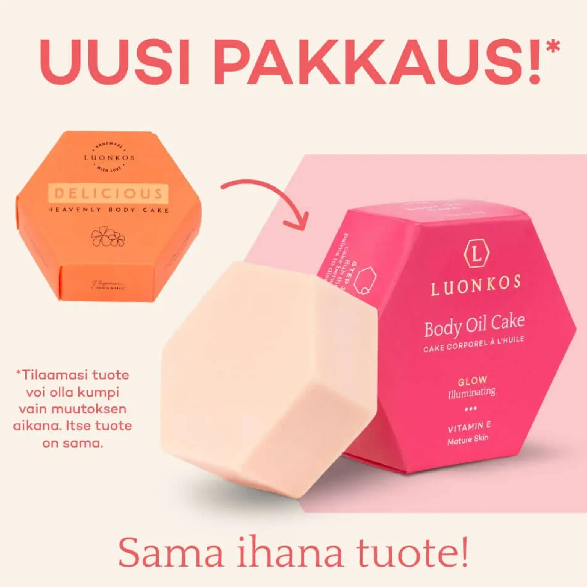 Luonkos Glow Body Oil Cake (Delicious) Vartaloöljykakku