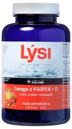 Lysi Omega-3 Vahva+D kaps 100 kpl