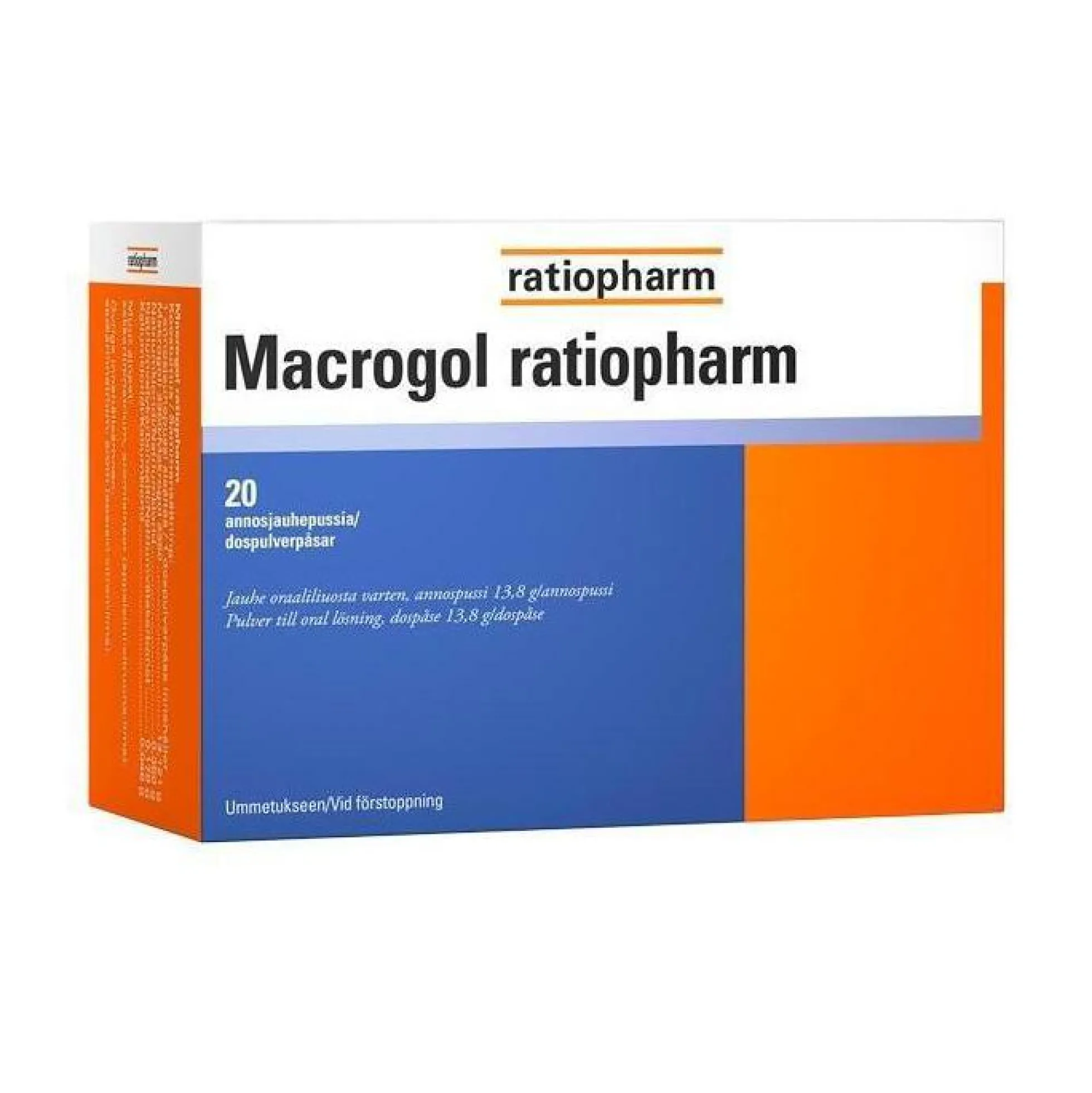MACROGOL RATIOPHARM ANNOSPUSSI 13,8G eri kokoja