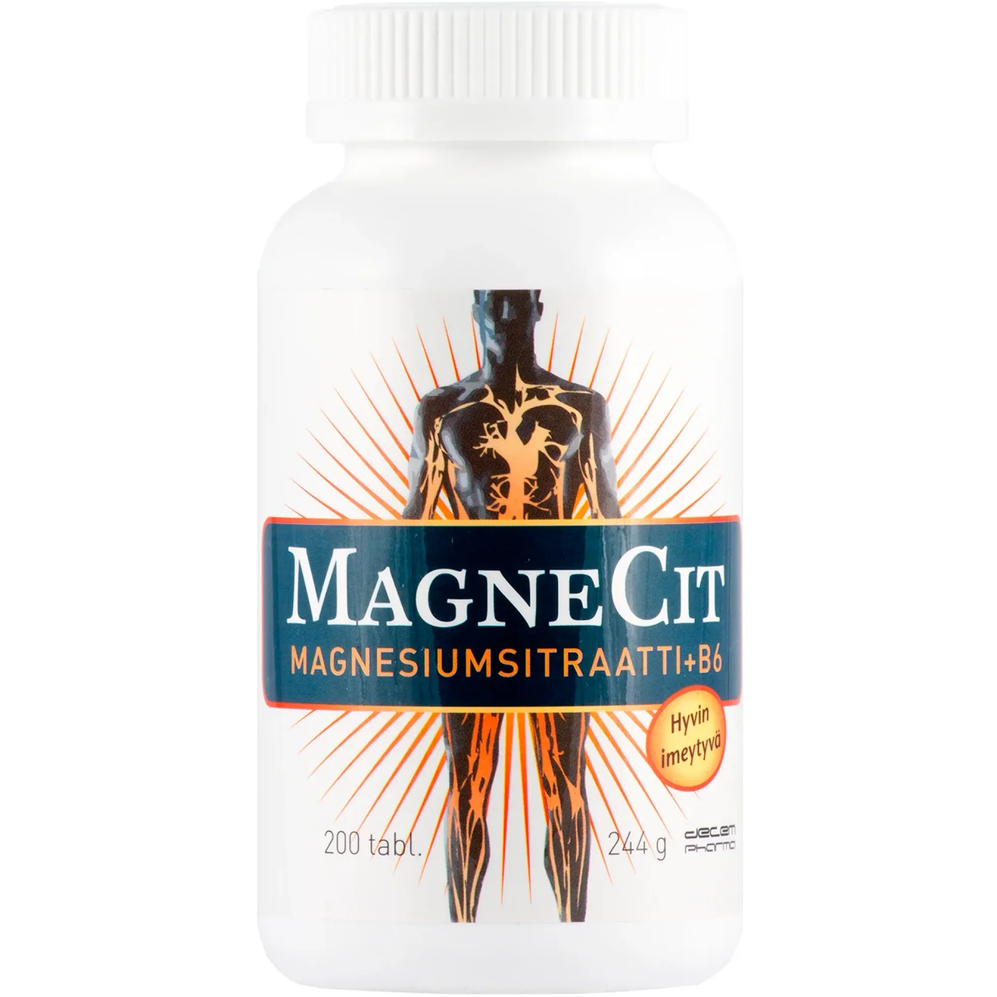 MagneCit magnesiumsitraatti + B6-vitamiini 200 tabl
