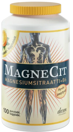 MagneCit magnesiumsitraatti + B6-vitamiini purutabletti
