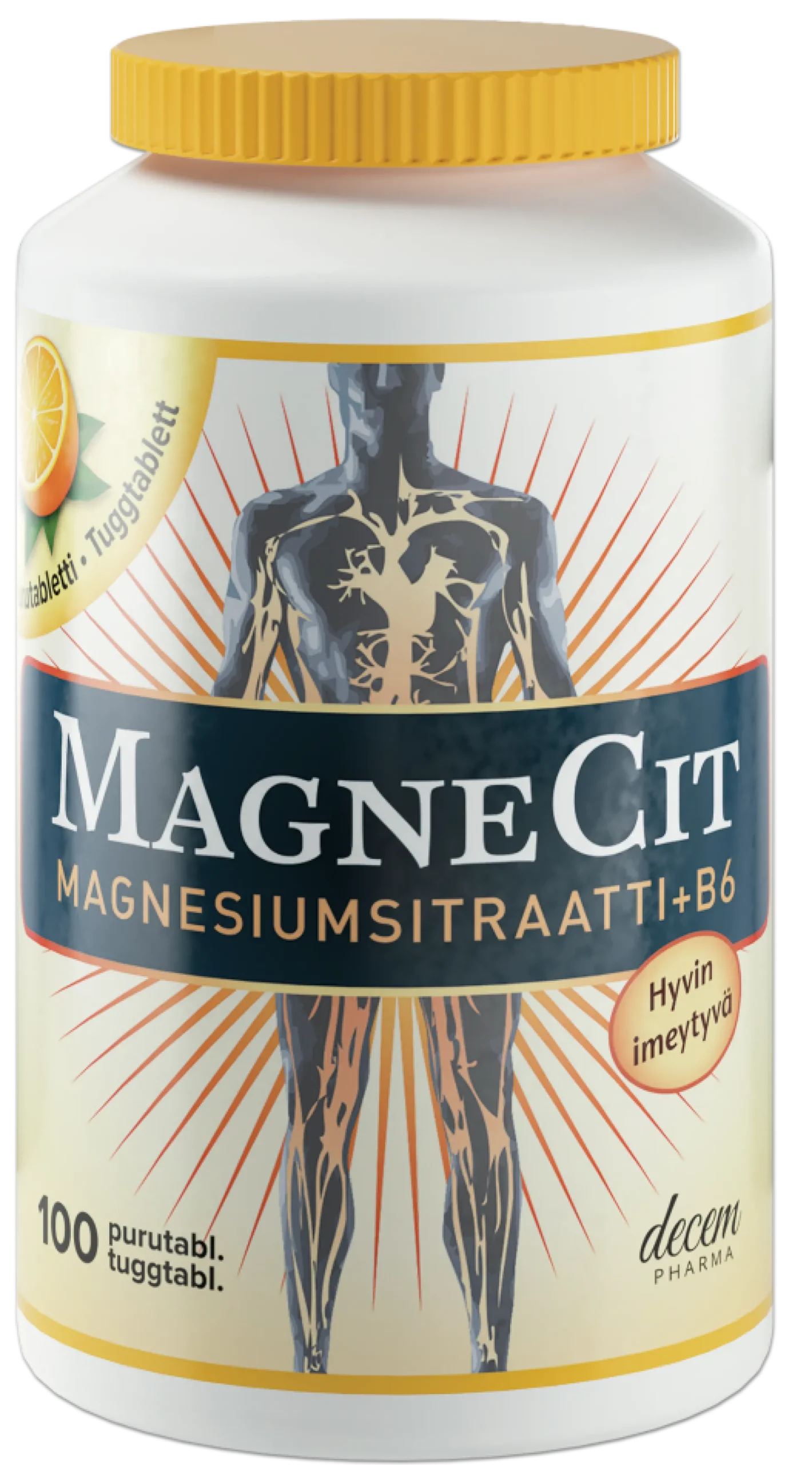 MagneCit magnesiumsitraatti + B6-vitamiini purutabletti