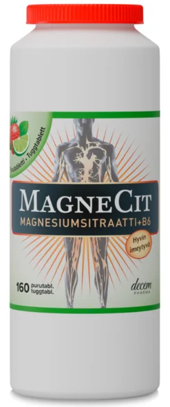MagneCit Mansikka-Lime magnesiumsitraatti + B6-vitamiini purutabletti 160 tabl