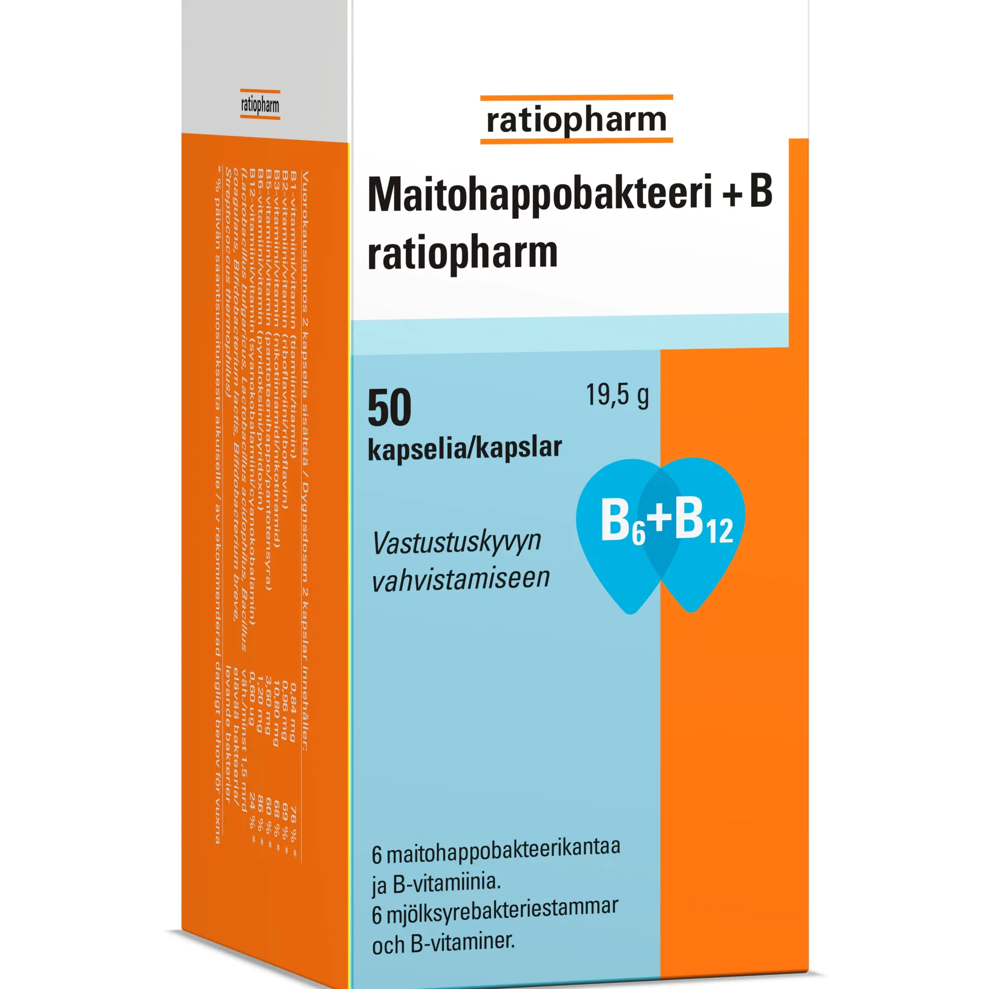 MAITOHAPPOBAKTEERI + B RATIOPHARM 30 tai 50 kapselia