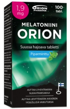 Melatoniini Orion 1,9 mg piparminttu suussa hajoava 100 tabl