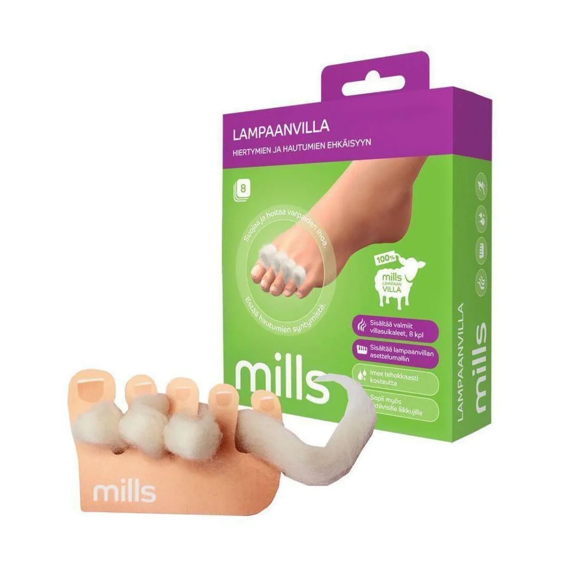 Mills Lampaanvilla suikaleet 12 g 8 kpl