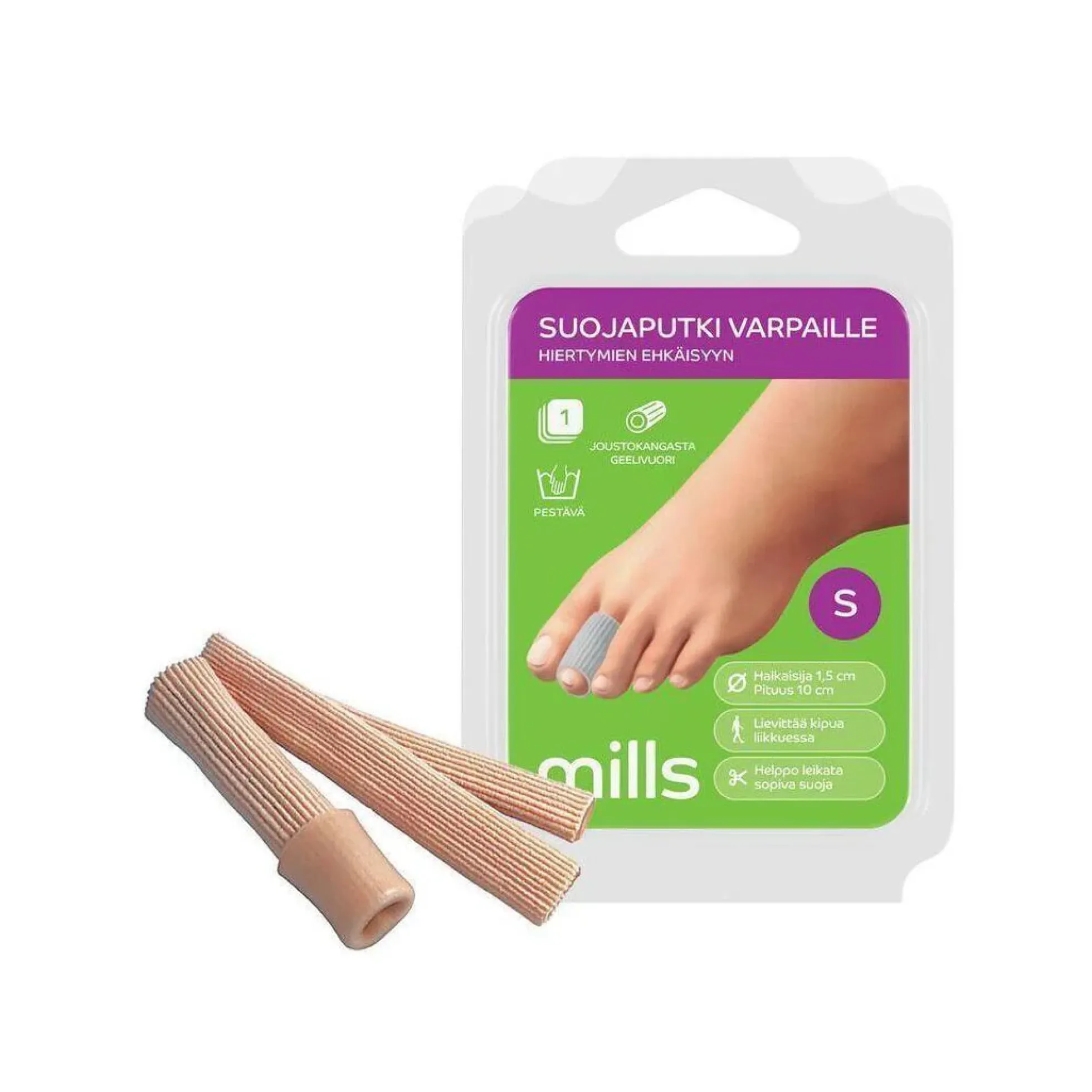 Mills Suojaputki varpaille, M 10 cm
