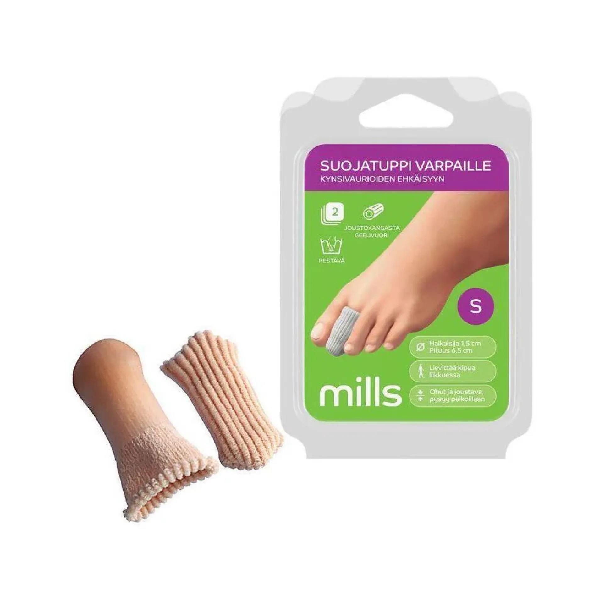 Mills Suojatuppi varpaille, S