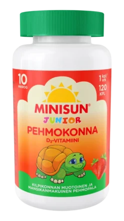 Minisun D-vitamiini Pehmokonna Mansikka 10 mikrog -Eri pakkauskokoja