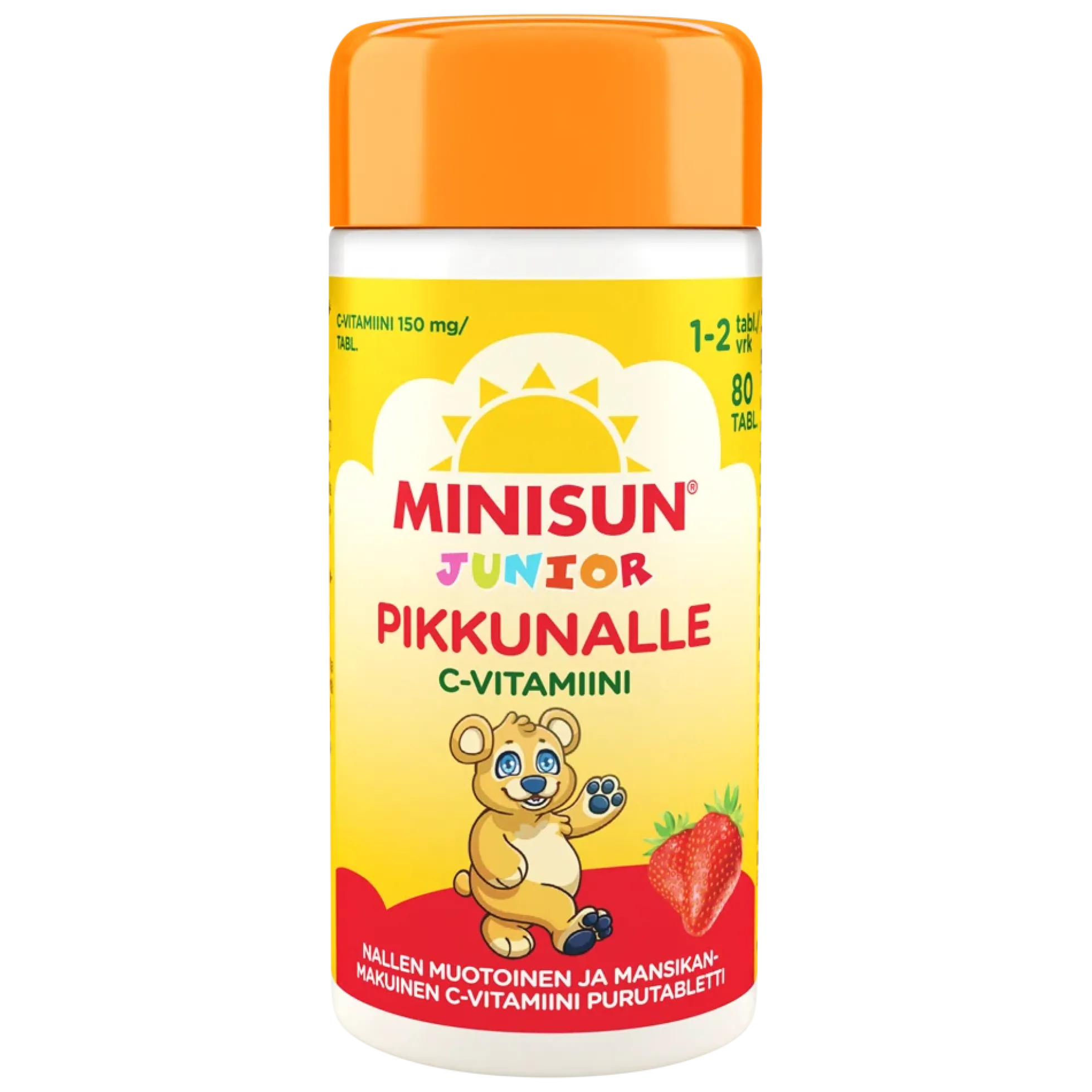 Minisun Junior C-vitamiini mansikka 80 tabl