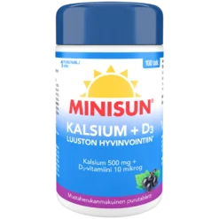 MINISUN KALSIUM + D 10 MIKROG MARJAINEN 100 tabl