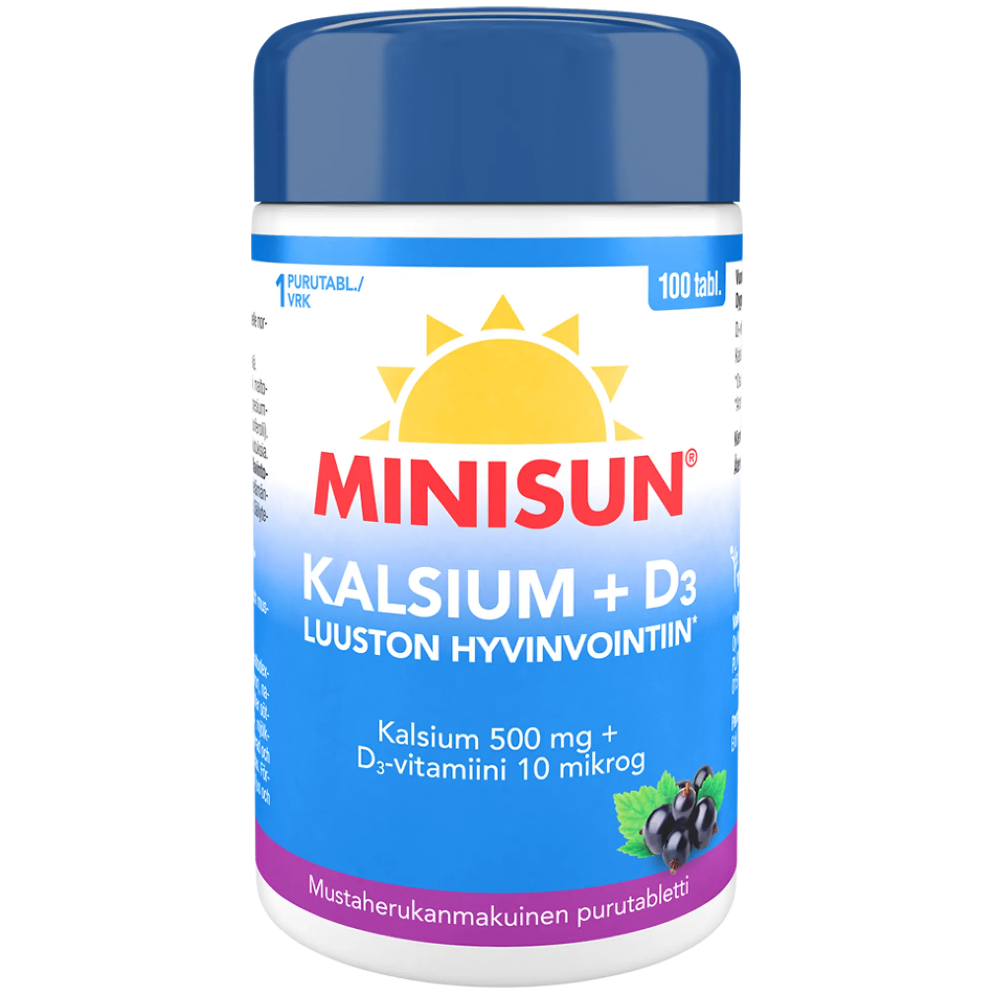 MINISUN KALSIUM + D 10 MIKROG MARJAINEN 100 tabl