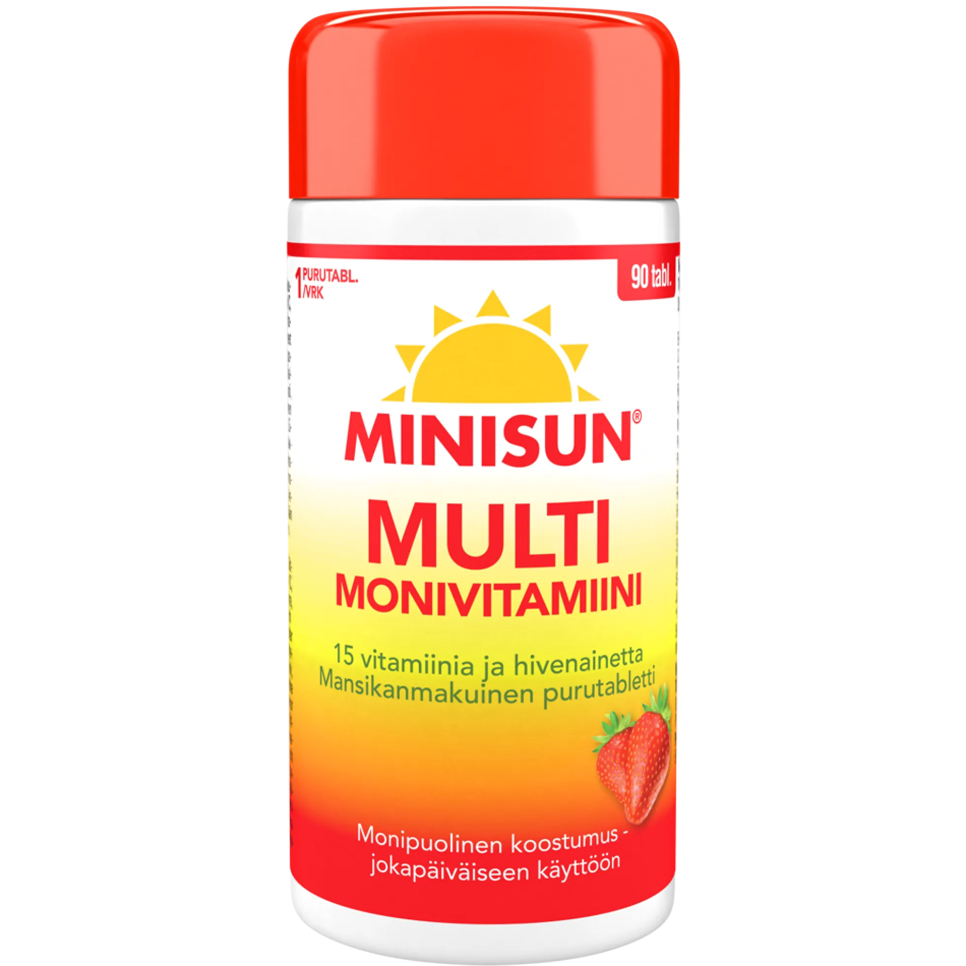 MINISUN Monivitamiini Multi Mansikka 90 tabl.