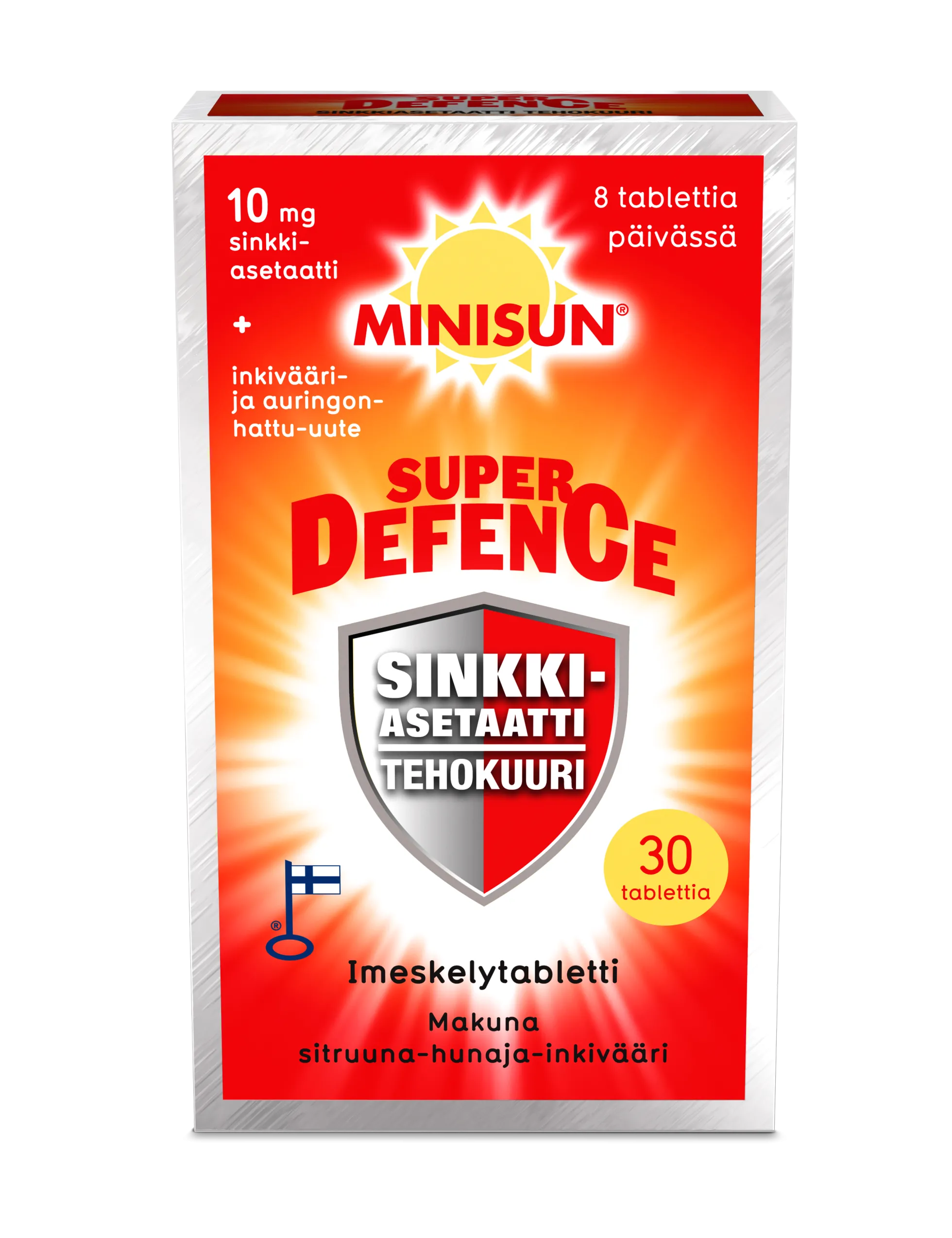 MINISUN SUPER DEFENCE SINKKIASETAATTI SITRUUNA-HUNAJA-INKIVÄÄRI 30 TABL