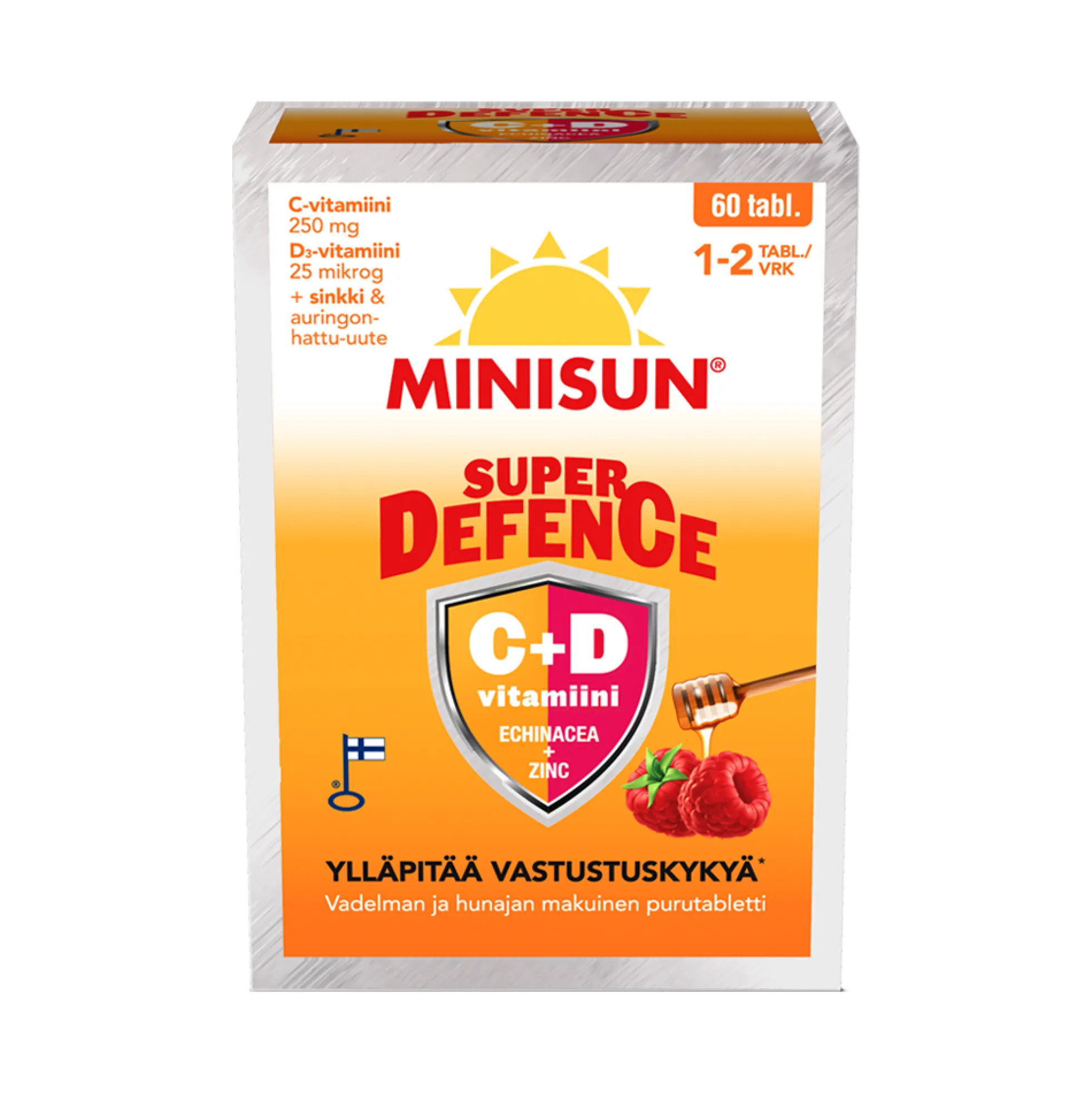 MINISUN SUPER DEFENCE VADELMA-HUNAJA 60 tabl