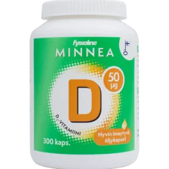 Minnea D-vitamiini 50 mikrog kapseli purkki 300 kpl