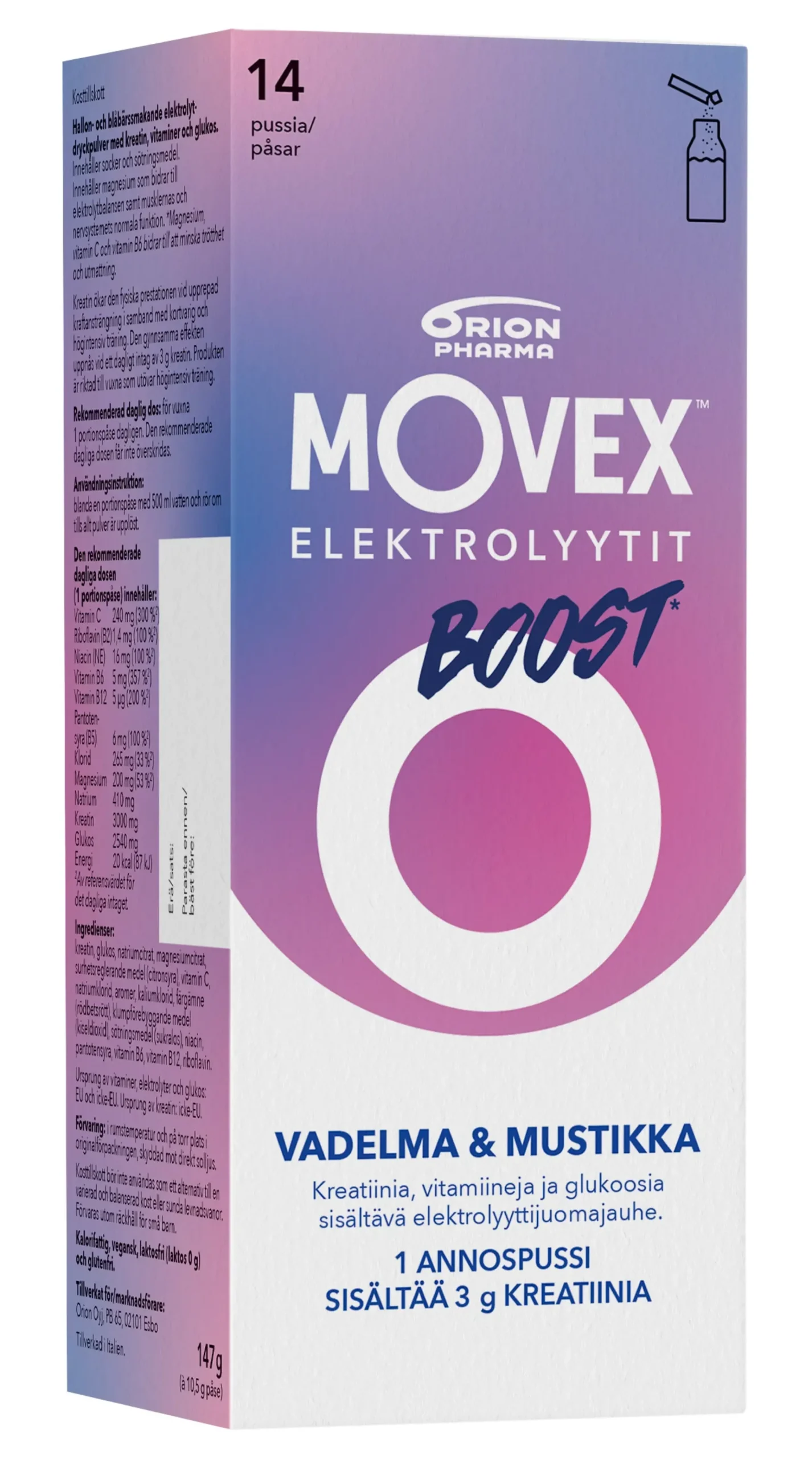 Movex Elektrolyyttijuoma Boost Sachet 14 x 10,5 g