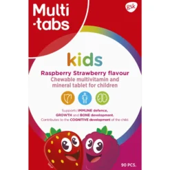 Multi-tabs Kids Vadelma-Mansikka Monivitamiini 90 purutabl