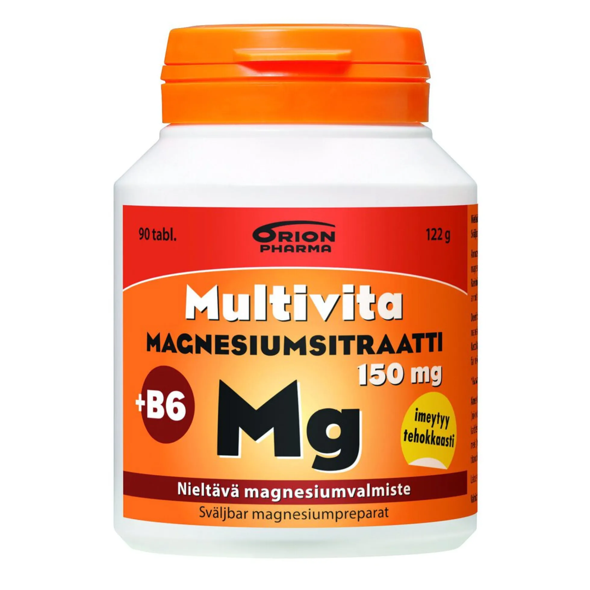 Multivita Magnesiumsitraatti 150mg + B6 nieltävä tabletti 90 kpl