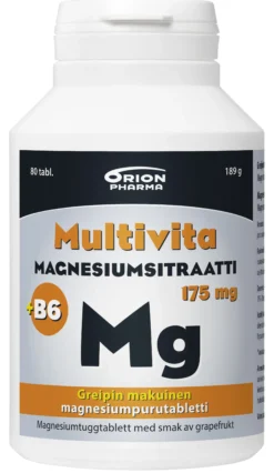 Multivita Magnesiumsitraatti+B6 175mg greippi 80 purutablettia