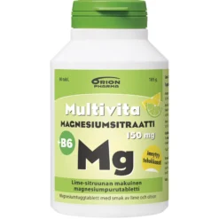 Multivita Magnesiumsitraatti 150mg +B6 lime-sitruuna 90 purutabl.