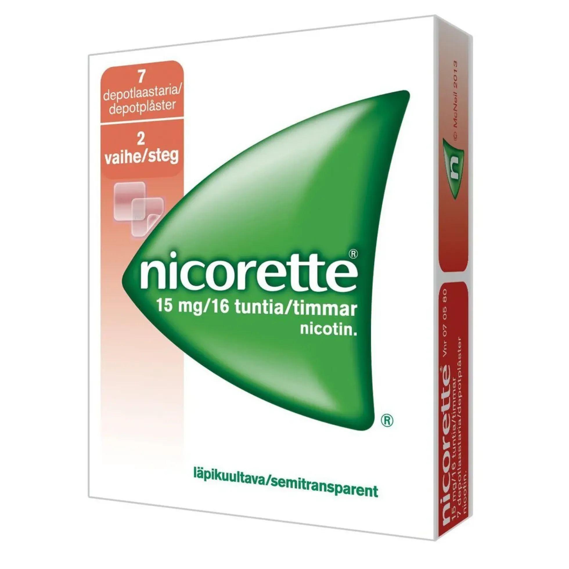 Nicorette depotlaastarit 15 mg/16 h (vaihe 2) 7 kpl