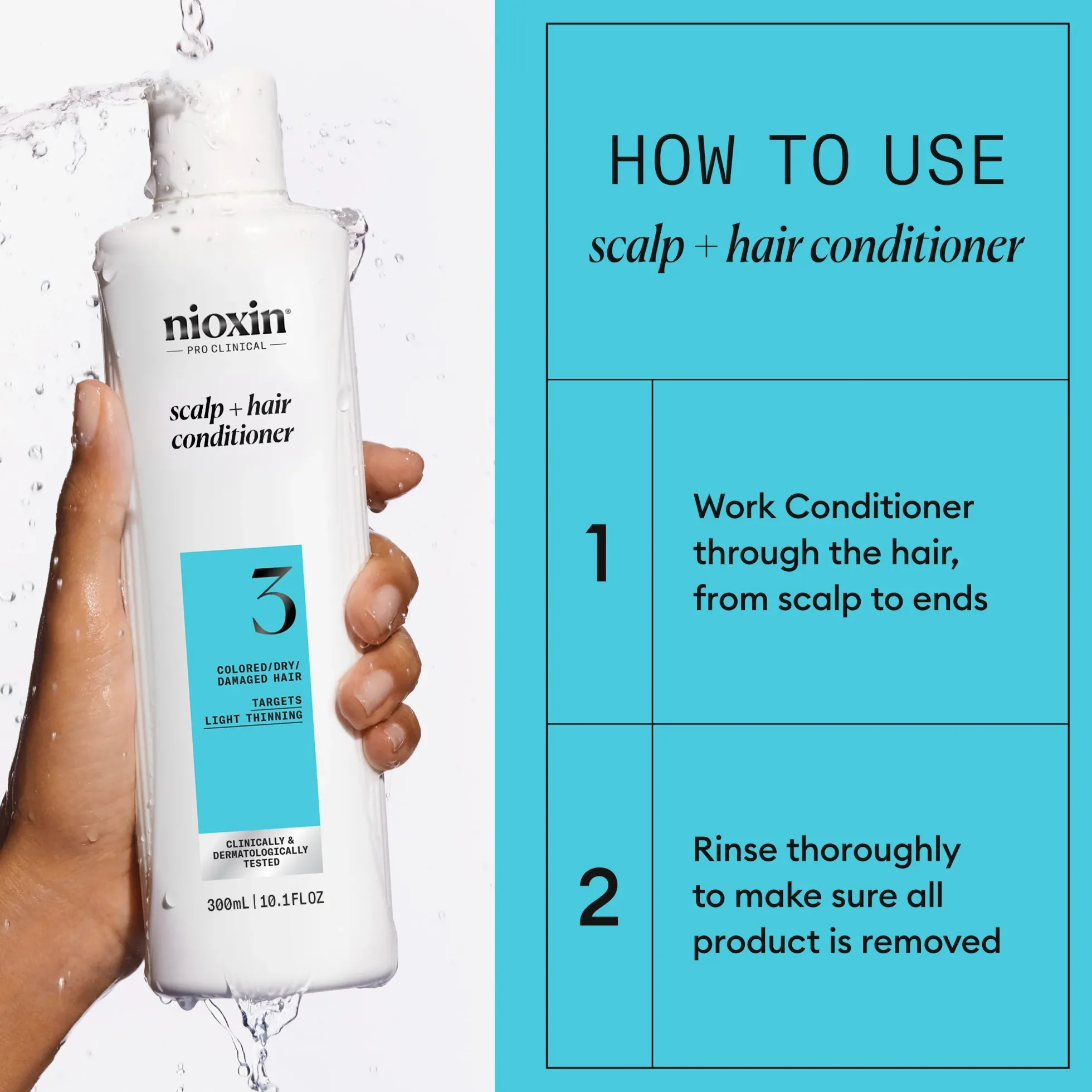 Nioxin System 3 Conditioner for Colored Thinning Hair 300 ml - Hoitoaine ohentuneille, värjätyille hiuksille