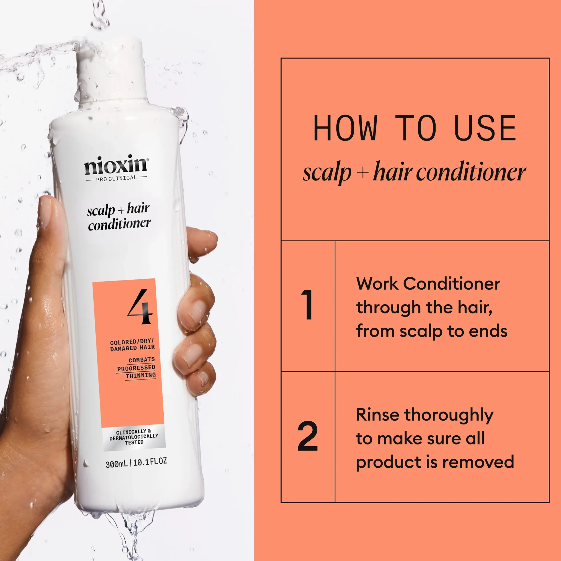 Nioxin System 4 Conditioner for Colored Thinning Hair 300 ml -Hoitoaine selvästi ohentuneille, värjätyille hiuksille