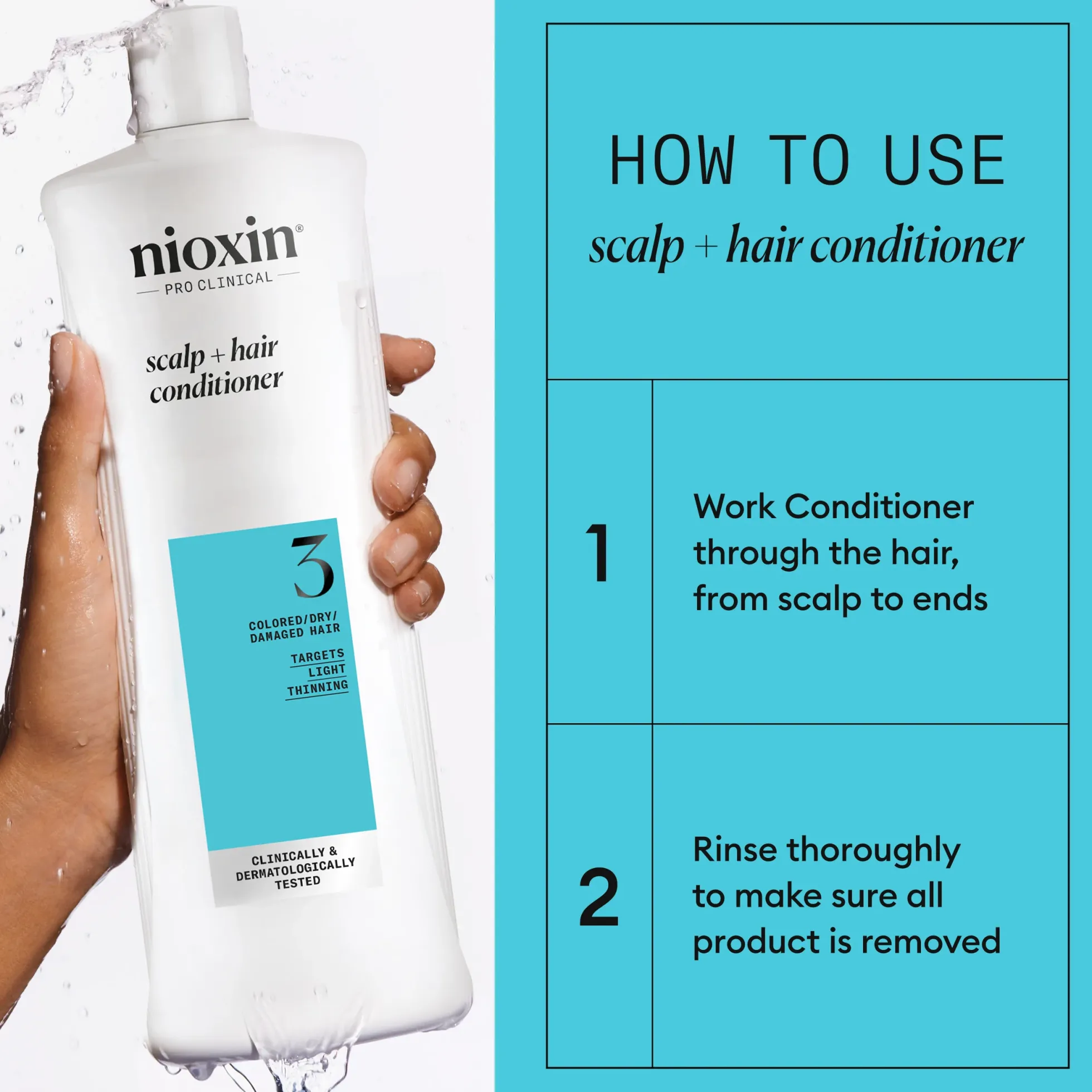 Nioxin System 3 Conditioner for Colored Thinning Hair 1000 ml - Hoitoaine ohentuneille, värjätyille hiuksille