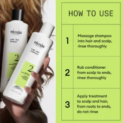 Nioxin System 2 Loyalty Kit for Thinning Hair 300 ml + 300 ml + 100 ml - Selvästi ohentuneille, käsittelemättömille hiuksille