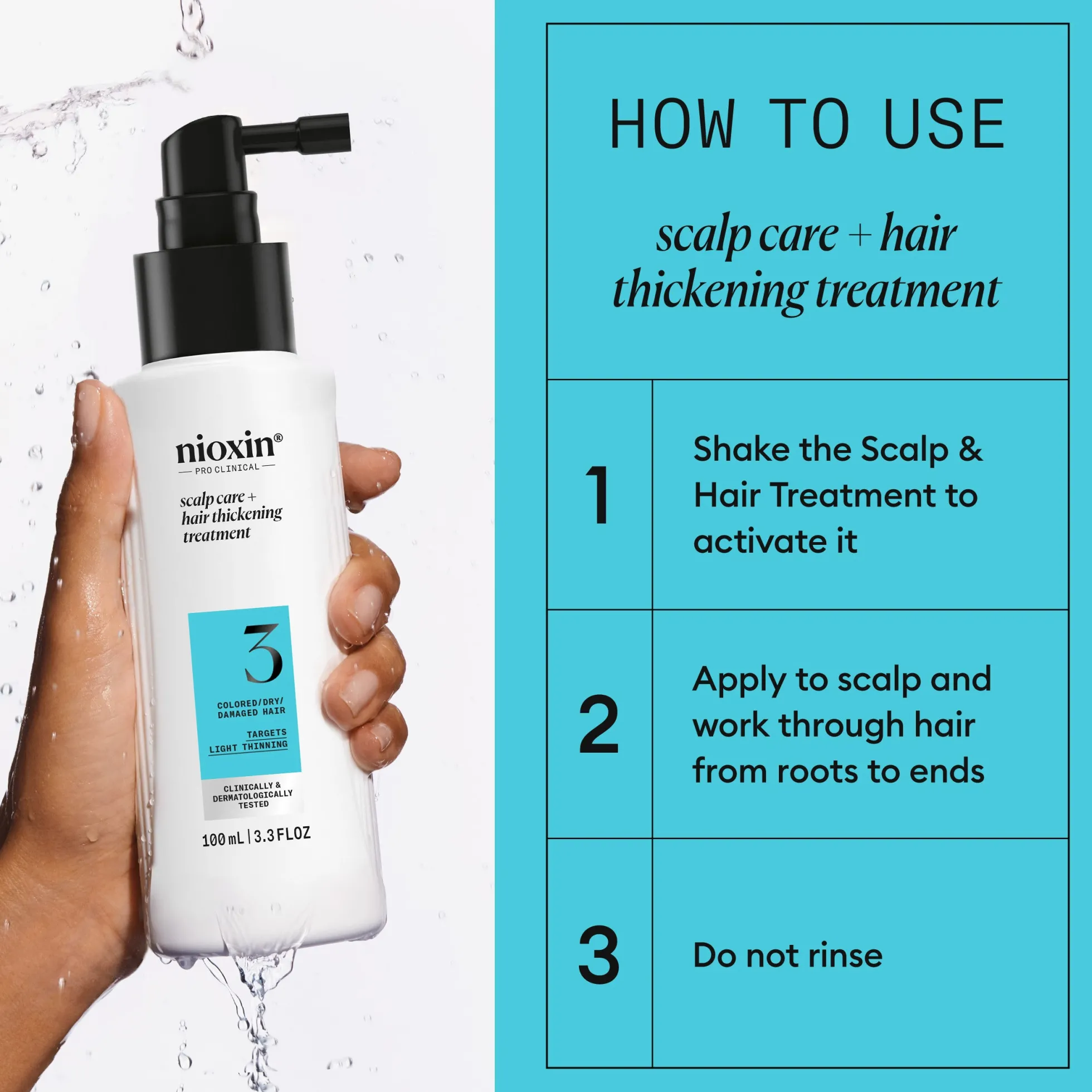 Nioxin System 3 Scalp Treatment for Colored Thinning Hair 100 ml - Hoitoseerumi ohentuneille, värjätyille hiuksille