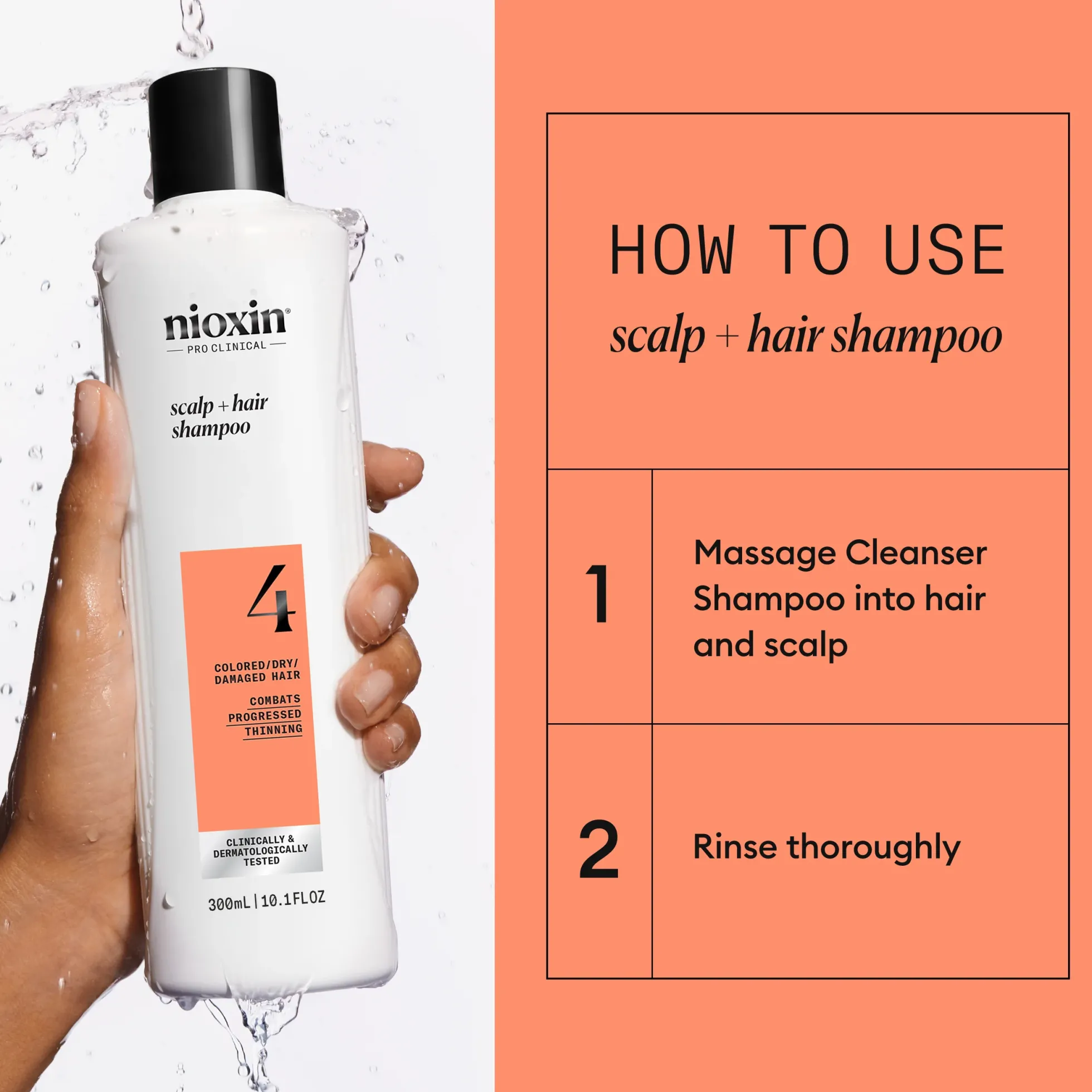 Nioxin System 4 Shampoo for Colored Thinning Hair 300 ml - Shampoo selvästi ohentuneille, värjätyille hiuksille