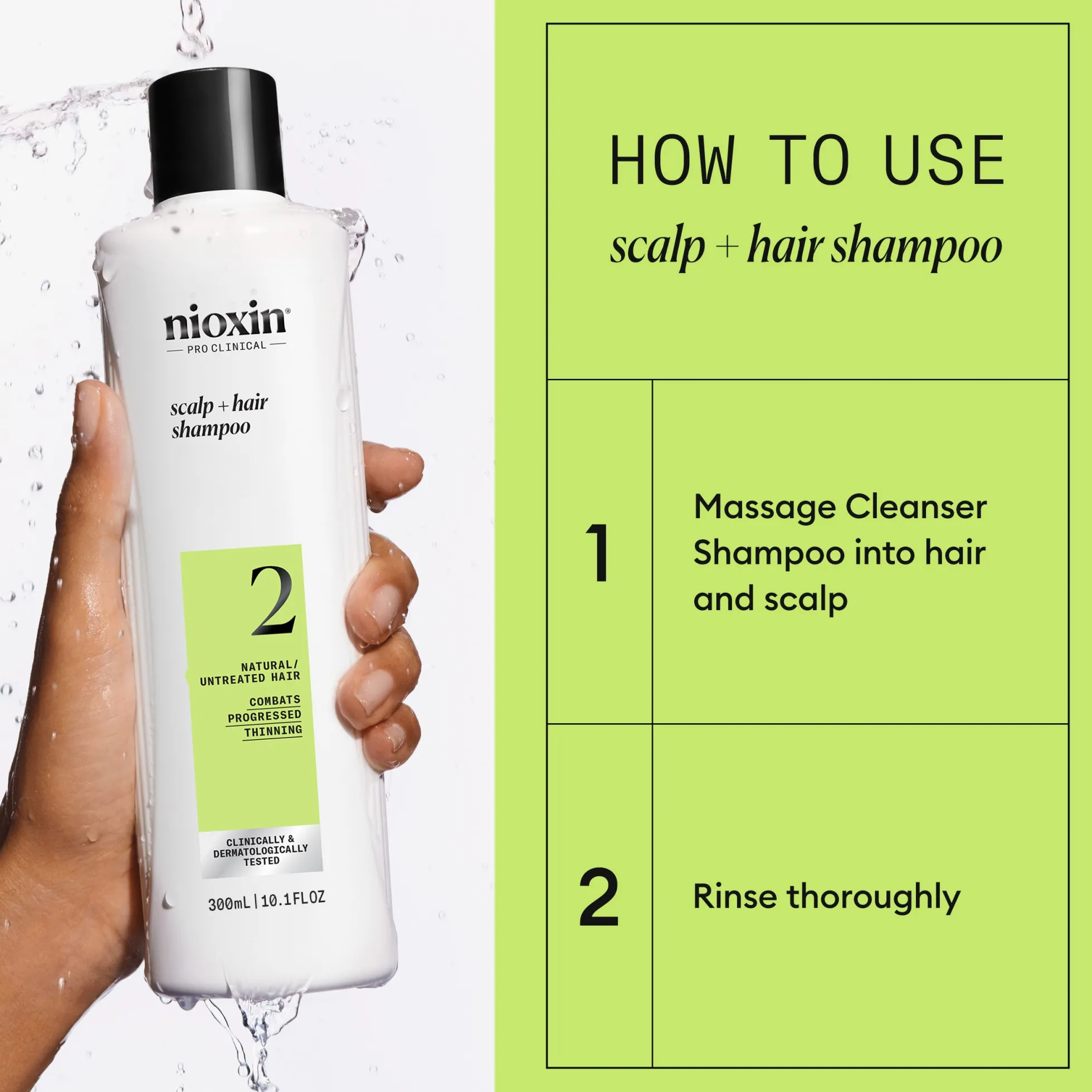 Nioxin System 2 Shampoo for Thinning Hair 300 ml - Shampoo selvästi ohentuneille hiuksille