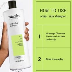 Nioxin System 2 Shampoo for Thinning Hair 1000 ml - Shampoo selvästi ohentuneille hiuksille