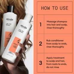 Nioxin System 4 Trial Kit for Colored Thinning Hair 300 ml + 300 ml + 100 ml - Selvästi ohentuneille, värjätyille hiuksille