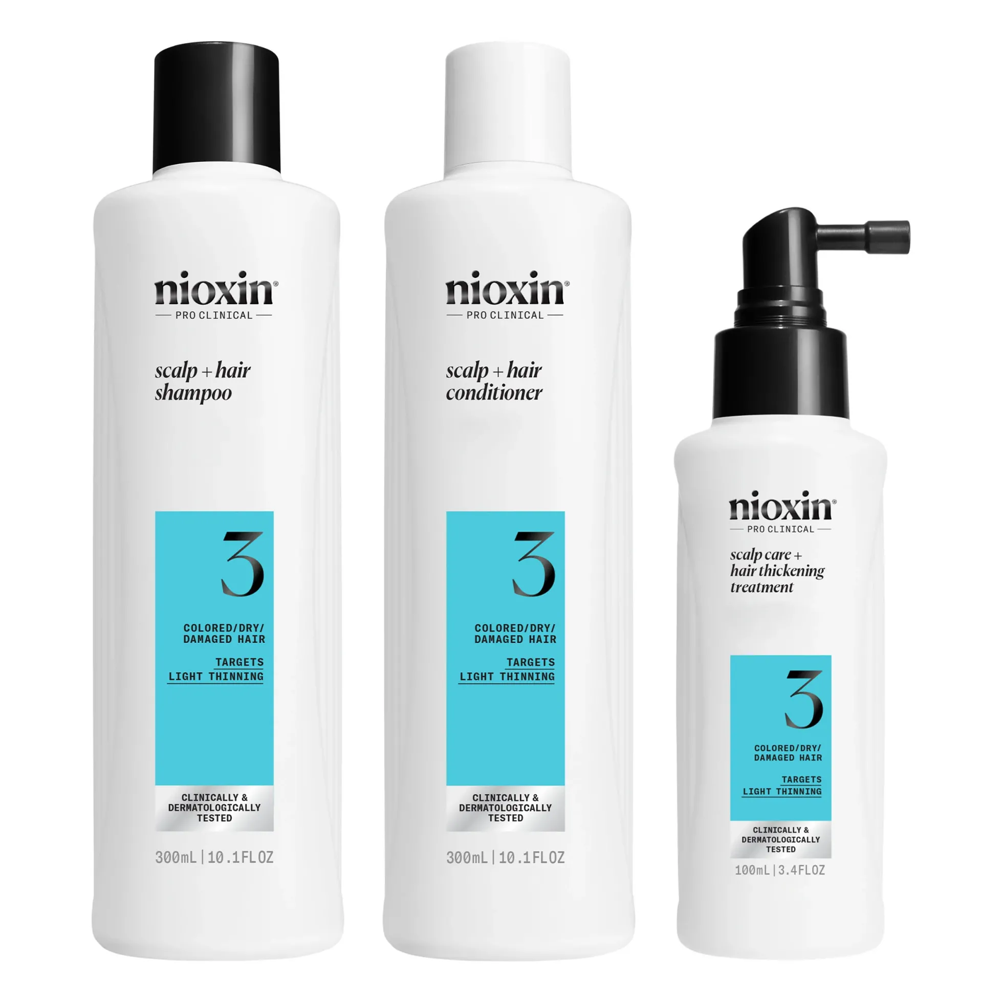 Nioxin System 3 Trial Kit for Colored Thinning Hair 300 ml + 300 ml + 100 ml - Ohentuneille, värjätyille hiuksille