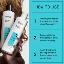 Nioxin System 3 Trial Kit for Colored Thinning Hair 300 ml + 300 ml + 100 ml - Ohentuneille, värjätyille hiuksille