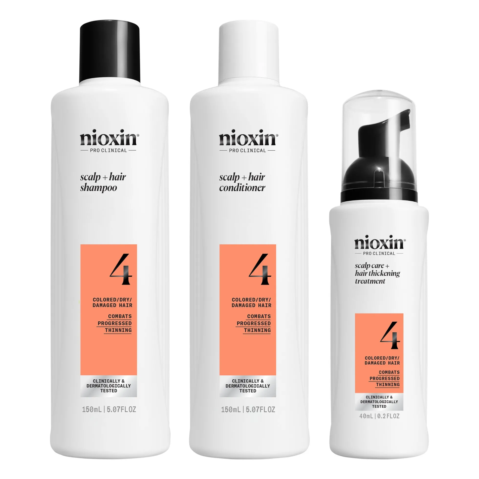 Nioxin System 4 Trial Kit for Colored Thinning Hair 150 ml + 150 ml + 40 ml - Selvästi ohentuneille, värjätyille hiuksille