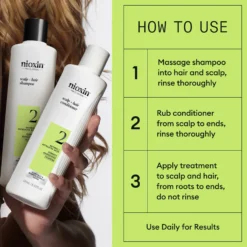 Nioxin System 2 Trial Kit for Thinning Hair 150 ml + 150 ml + 50 ml - Selvästi ohentuneille, käsittelemättömille hiuksille