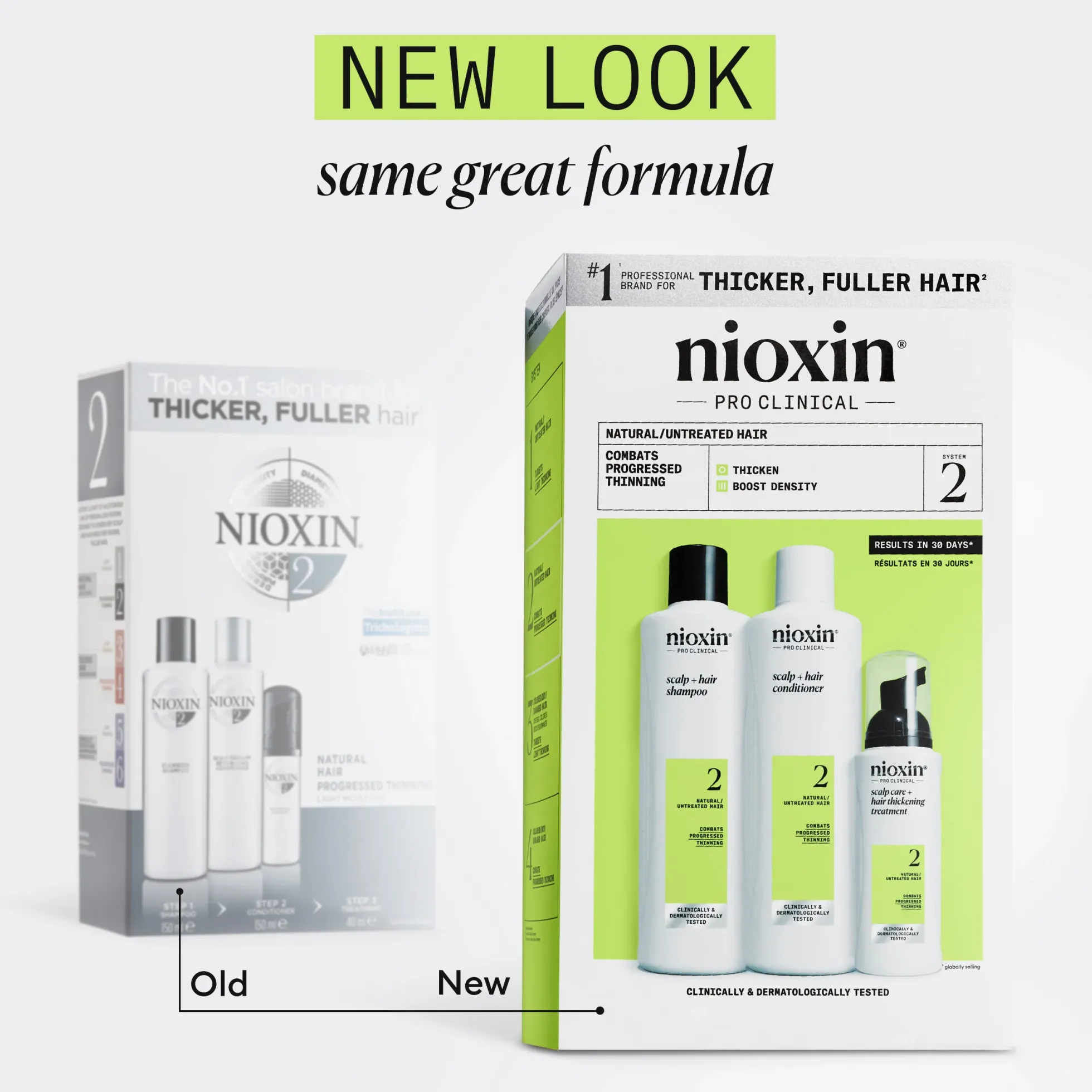 Nioxin System 2 Trial Kit for Thinning Hair 150 ml + 150 ml + 50 ml - Selvästi ohentuneille, käsittelemättömille hiuksille